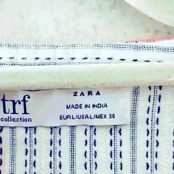 ZARA L TRF COLLECTION BOHO PEASANT MULTICOLORED  EMBROIDERED OVERSIZED BLOUSE - Picture 3 of 10